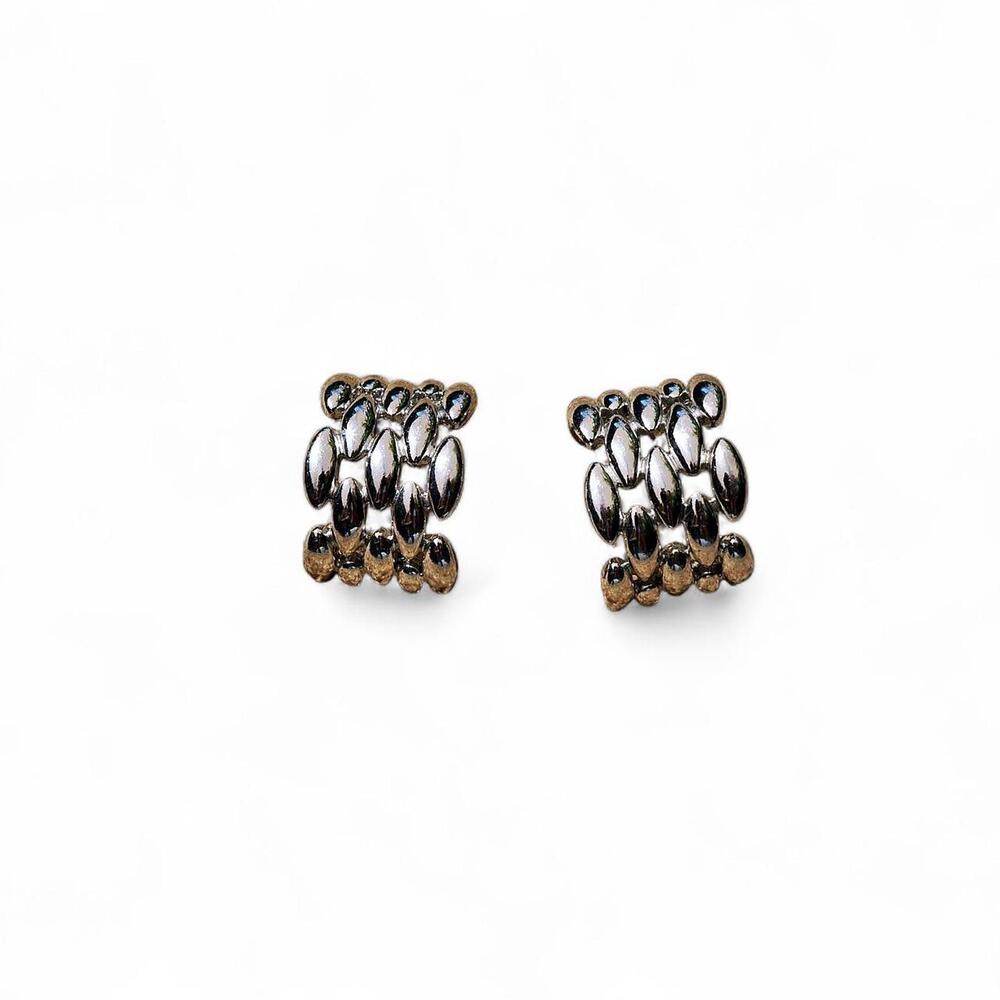 vintage silver tone half hoop earrings